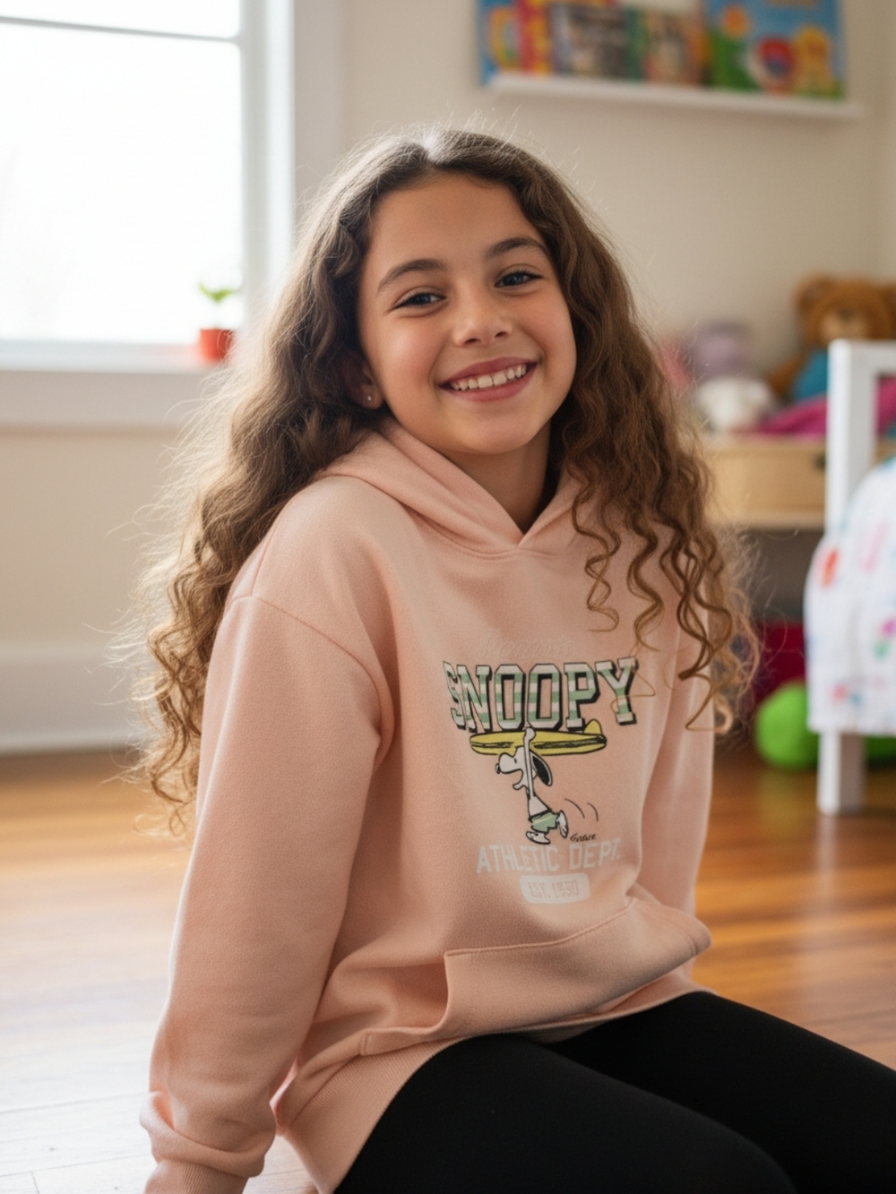 Peanuts Peach Snoopy Pullover Hoodie for Kids